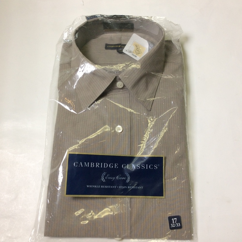 Cambridge Classic Men’s Tan Khaki Stripe Shirt